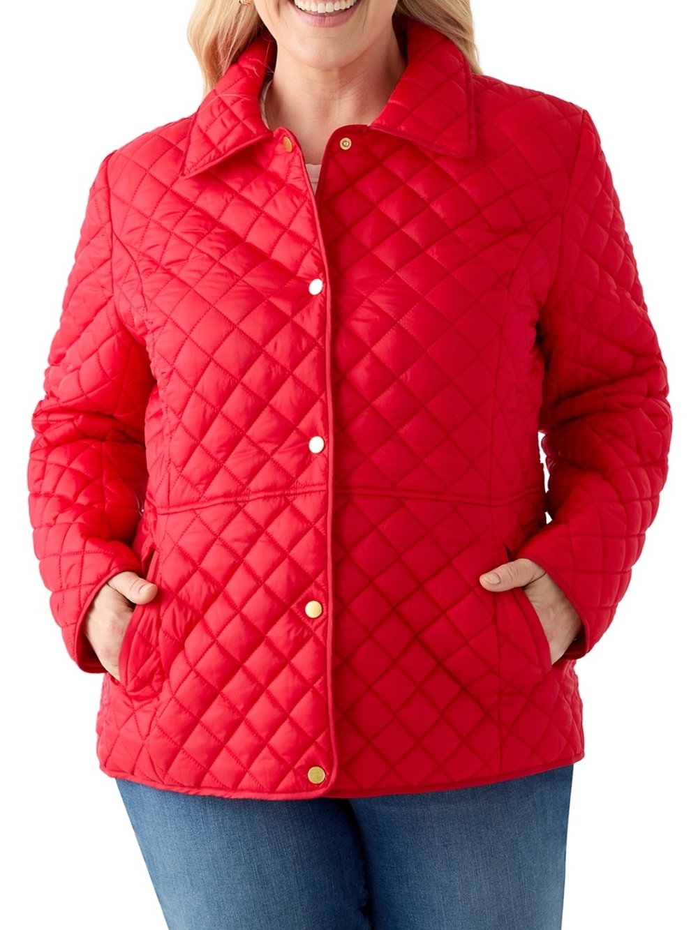 Quilted Red Women's Jacket - Lightweight Barn Coat